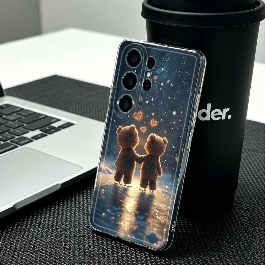 Phone Cases Under $20 - 星空の下でカップルのくまさんプリントのスマホケース、Samsung Galaxy S26 S21 S20 Plus