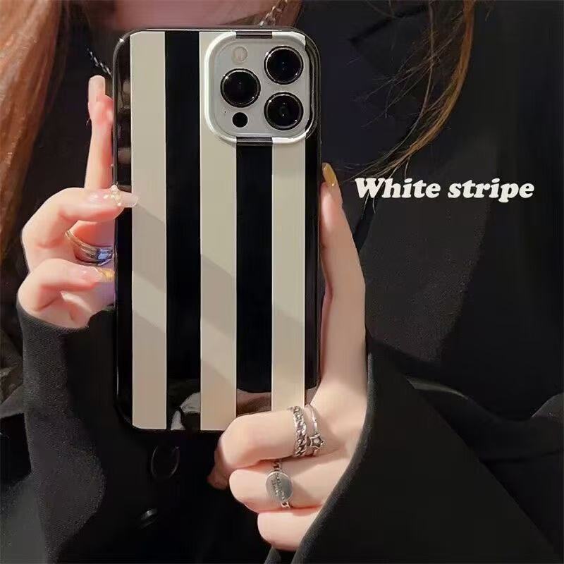Phone Cases Drawing - 小さなニッチなフレッシュアートデザイン、黒白ライン入りiPhoneケース（iPhone 17 AIR、16、15、14、13、12、11 PRO MAX、MINI、7、8 PLUS対応）