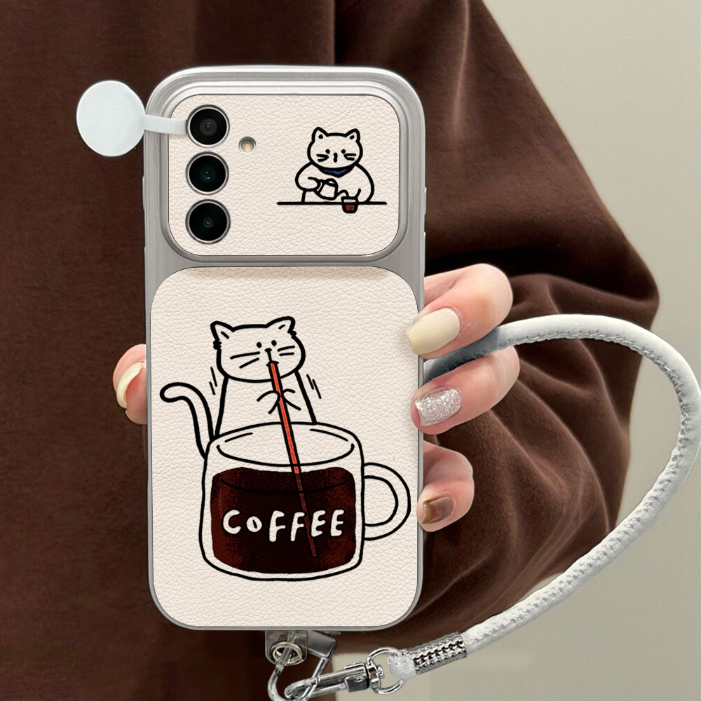 Phone Cases For Samsung - コーヒーと可愛い猫柄のスマホケース Samsung S26 S25 S24 S23