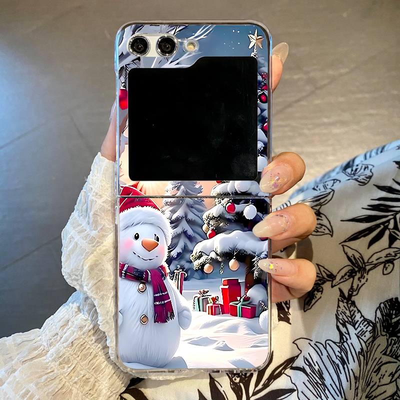 Phone Cases Z Fold 4 - クリスマススノーマンエルク柄スマホケース サムスンギャラクシーZフリップ8 7 FE 6 5