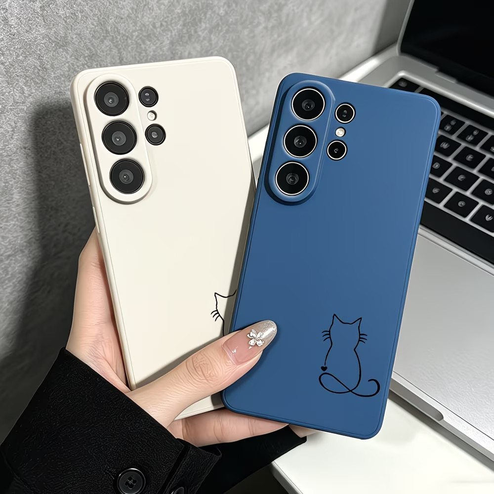 Phone Cases Drawing - ミニマリストラインアート猫スケッチ柄スマホケース Samsung Galaxy A73 A72 A71