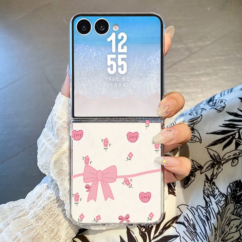 Phone Cases Z Fold 4 - リボン柄プリントのスマホケース、Samsung Galaxy Z Flip 8 7