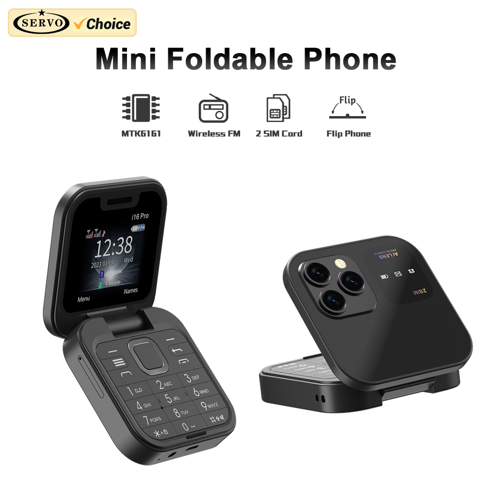 Phone Cases Verizon - SERVO i16Pro 小型折りたたみ携帯電話自動通話記録スピードダイヤル FM ラジオミニフリップ電話 2
