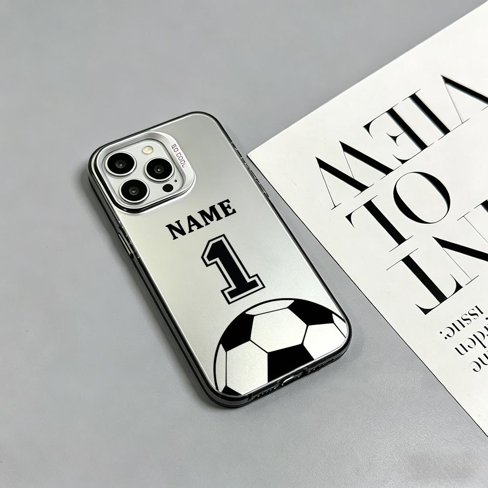 Phone Cases Custom - ホットでラグジュアリーなクールファッションサッカーカスタムネームナンバー入りスマホケース IMD カラフルシルバーケース iPhone 17 16