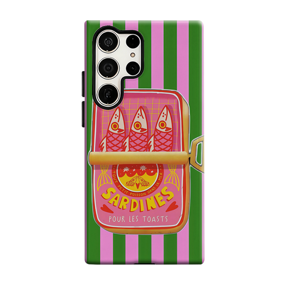 Phone Cases You Can Customize - ピンクサルディン缶柄スマホケース、サムスンギャラクシーS25 S26ウルトラS24 S23プラス用、耐衝撃二重構造タフバックカバー