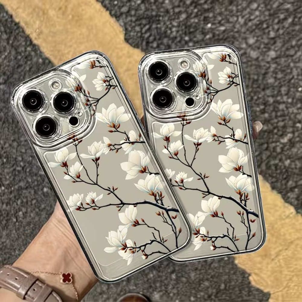 Phone Cases Trending - トレンドのマグノリアの花柄クリアTPUヌード感スマホケース iPhone 18 17 Air 16