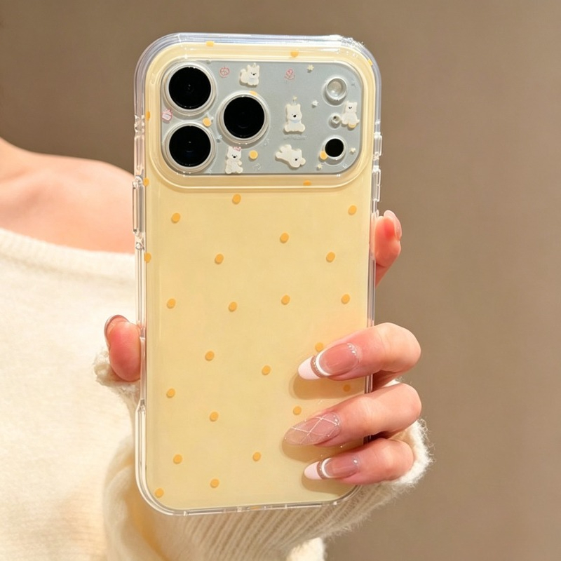 Phone Cases Yellow - おしゃれで可愛い黄色の水玉模様保護電話ケース iPhone 11 12 13 14