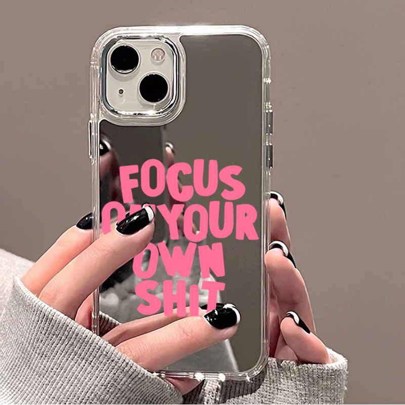 Phone Cases Trending - トレンディな名言とカラフルな文字のミラー付きスマホケース iPhone 17 16 Pro 15
