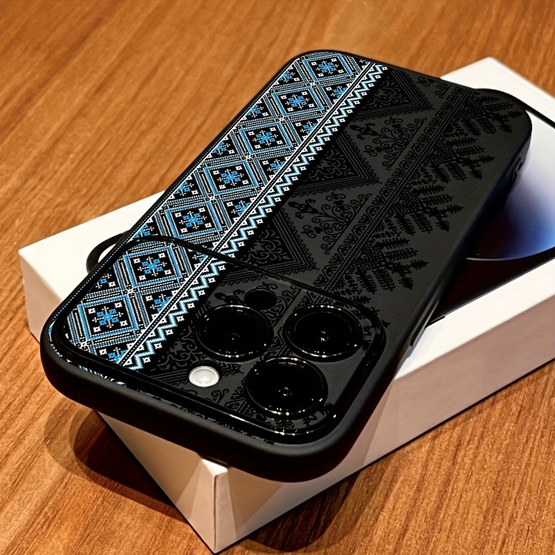 Phone Cases Drawing - ヴィンテージトーテム柄耐衝撃ブラックウィンドウフォンケース iPhone 17 Air 16 15
