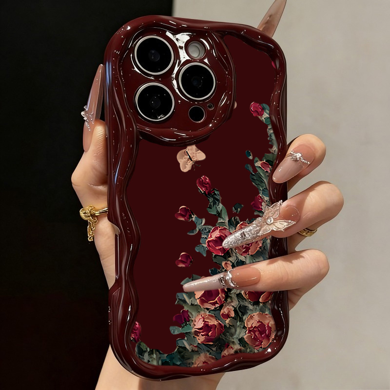 Phone Cases Drawing - レトロな油絵風花柄スマホケース iPhone 17 16 14 Pro