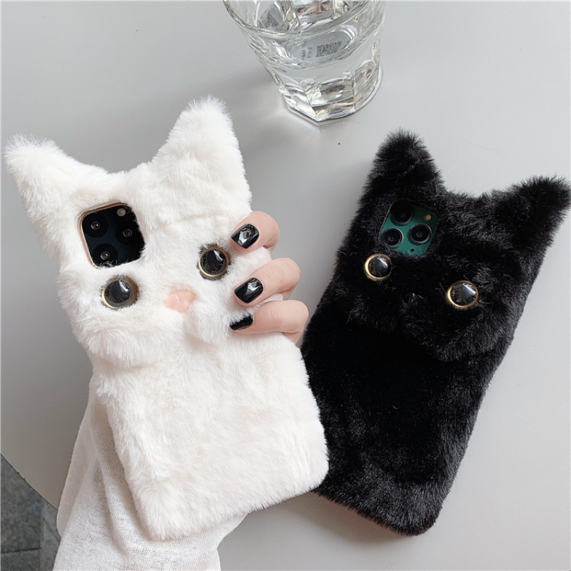 3Dキュートな漫画猫の毛皮のようなぬいぐるみ風スマホケース  - Phone Cases Iphone 11 のレビューと価格