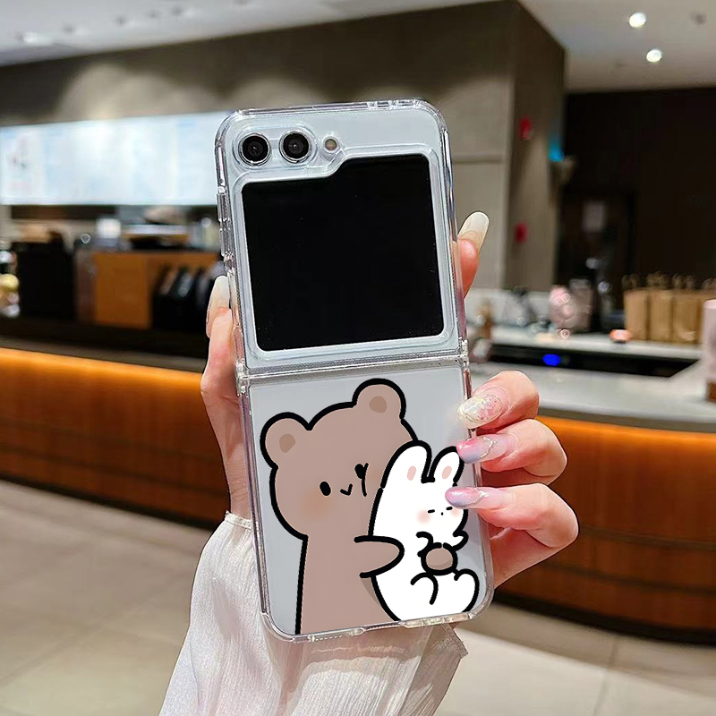 面白いバニーとクマのペアデザインクリアフォンケース、Sams - Phone Cases Z Fold 4 のレビューと価格