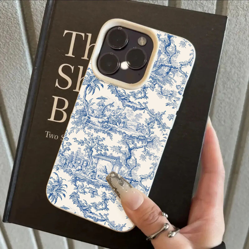 ファッションブルーホワイト磁器風スマホケース iPhone  - Phone Cases Trending のレビューと価格
