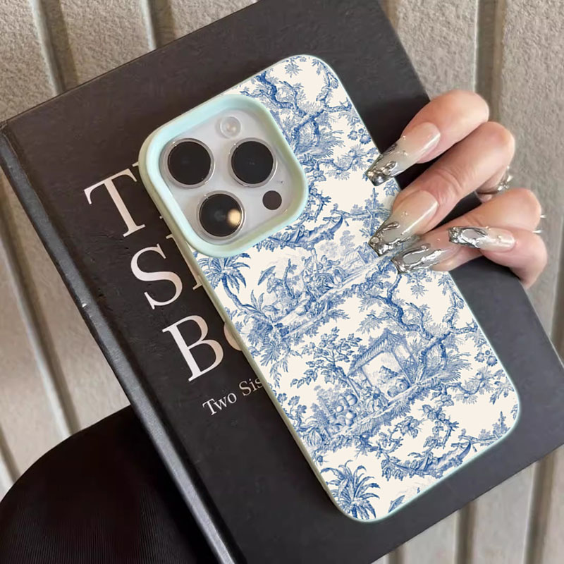ファッションブルーホワイト磁器風スマホケース iPhone  - Phone Cases Trending のレビューと価格
