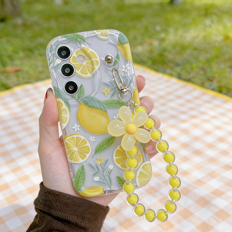 黄色のレモンフラワーランヤード付きスマホケース Samsun - Phone Cases Yellow のレビューと価格