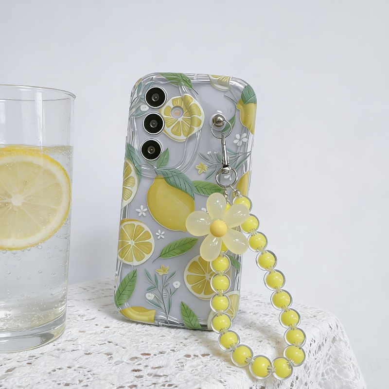 黄色のレモンフラワーランヤード付きスマホケース Samsun - Phone Cases Yellow のレビューと価格