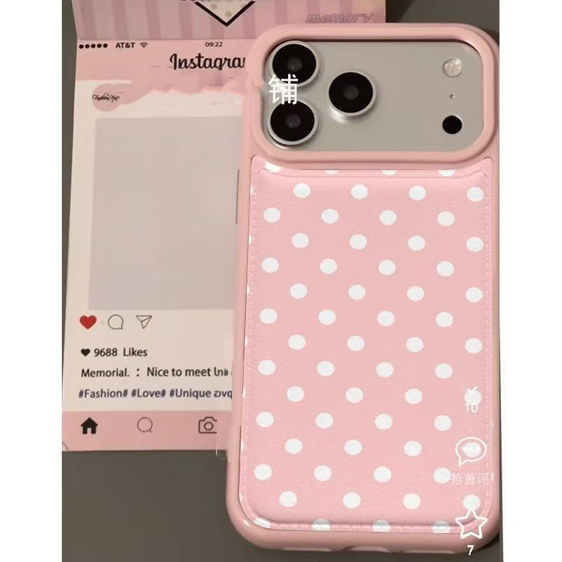 韓国のトレンドのかわいいピンクの水玉模様レザー製スマホケース - Phone Cases Trending のレビューと価格