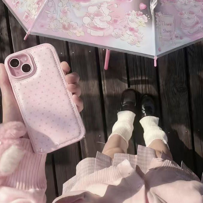 韓国のトレンドのかわいいピンクの水玉模様レザー製スマホケース - Phone Cases Trending のレビューと価格