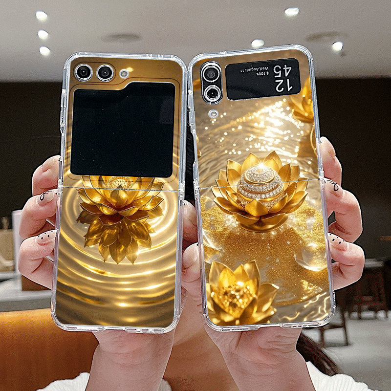 クリエイティブな金色の蓮の花模様のスマホケース、Samsun - Phone Cases Z Fold 4 のレビューと価格