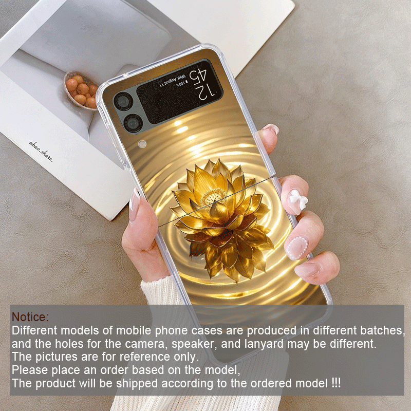 クリエイティブな金色の蓮の花模様のスマホケース、Samsun - Phone Cases Z Fold 4 のレビューと価格