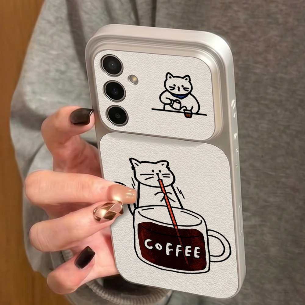 コーヒーと可愛い猫柄のスマホケース Samsung S26  - Phone Cases For Samsung のレビューと価格