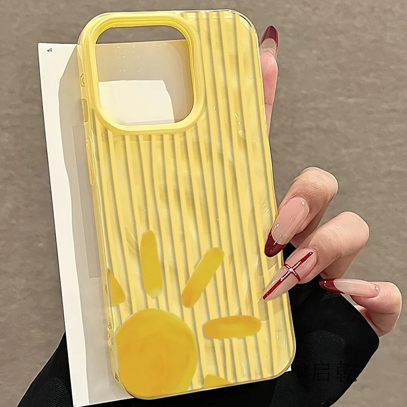 黄色のストライプ太陽柄スマホケース iPhone 16 15 - Phone Cases Yellow のレビューと価格