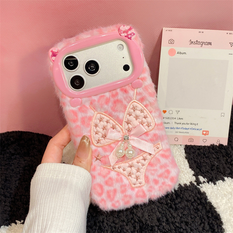 高級感のあるレオパード柄ビキニプリントのぬいぐるみ風スマホケ - Phone Cases Iphone 11 のレビューと価格