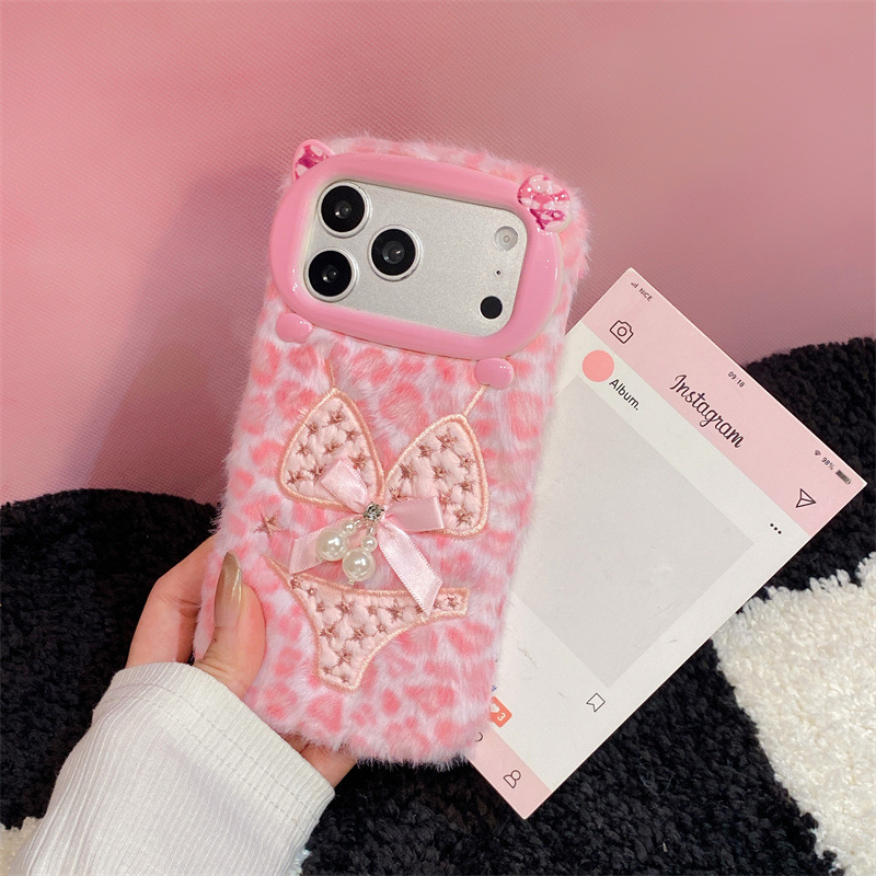 高級感のあるレオパード柄ビキニプリントのぬいぐるみ風スマホケ - Phone Cases Iphone 11 のレビューと価格