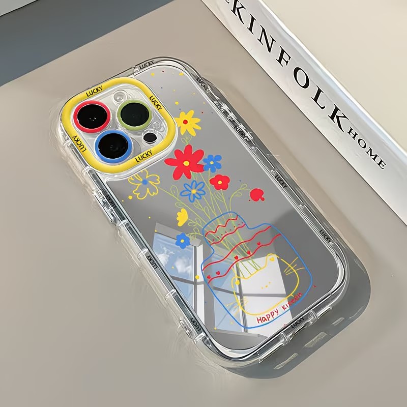 夏のデイジー柄猫花瓶デザインミラー付きスマホケース iPho - Phone Cases Iphone 11 のレビューと価格