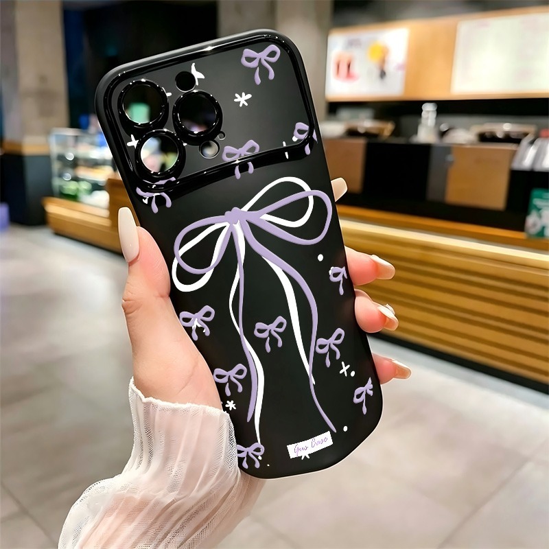 大きな紫色のリボンと星のドゥードゥルプリントのiPhoneケ - Phone Cases Drawing のレビューと価格