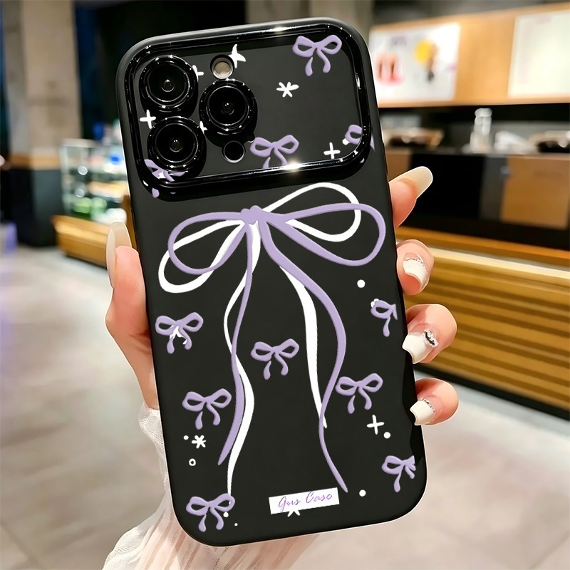 大きな紫色のリボンと星のドゥードゥルプリントのiPhoneケ - Phone Cases Drawing のレビューと価格