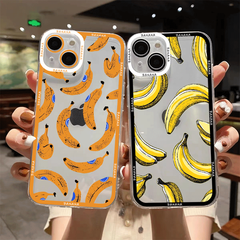 面白い黄色いバナナ柄のクリアスマホケース Samsung A - Phone Cases Yellow のレビューと価格