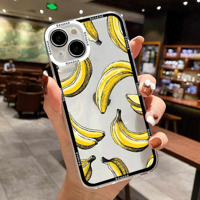 面白い黄色いバナナ柄のクリアスマホケース Samsung A - Phone Cases Yellow のレビューと価格