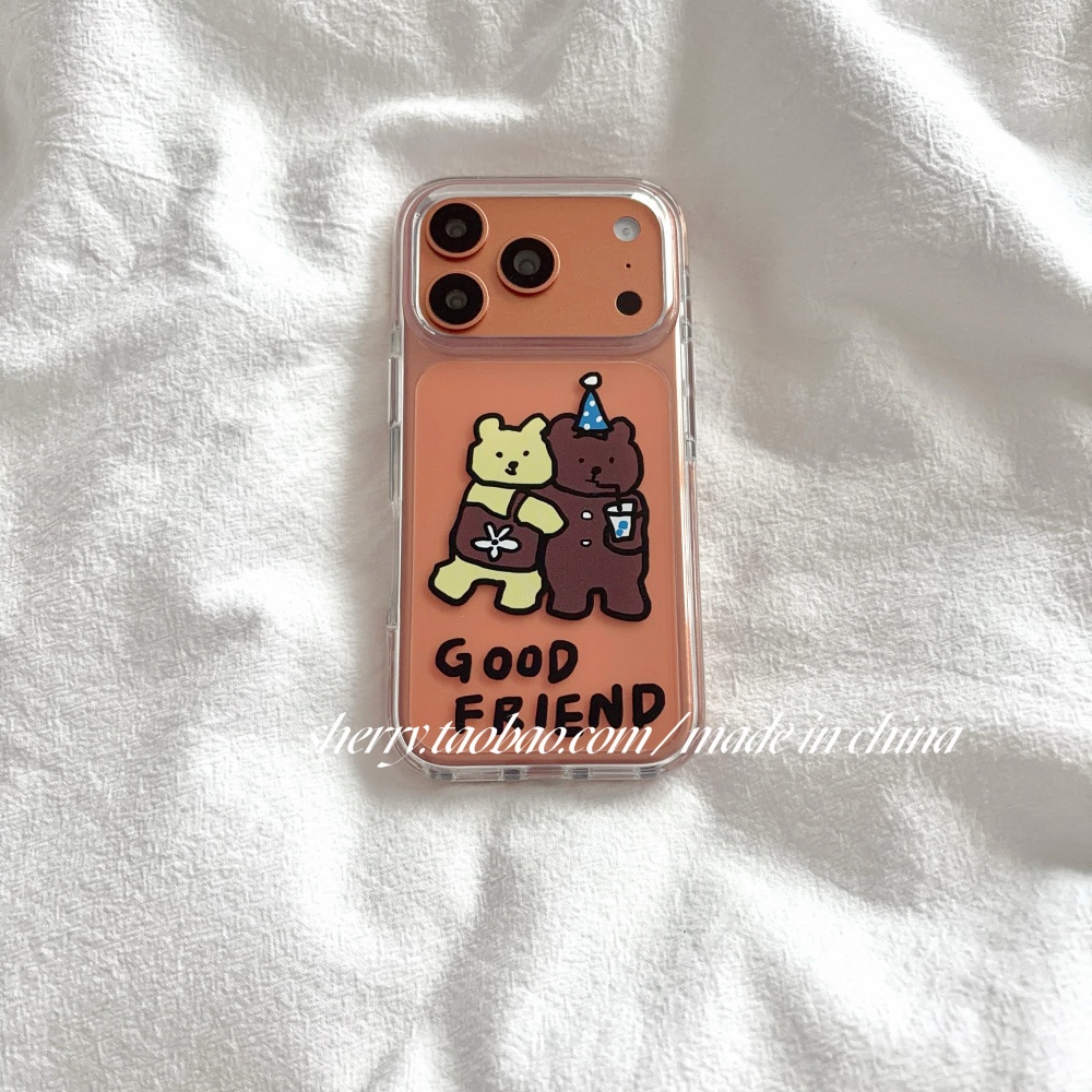 韓国のかわいい黄色と茶色のクマ柄iPhoneケース iPho - Phone Cases Yellow のレビューと価格