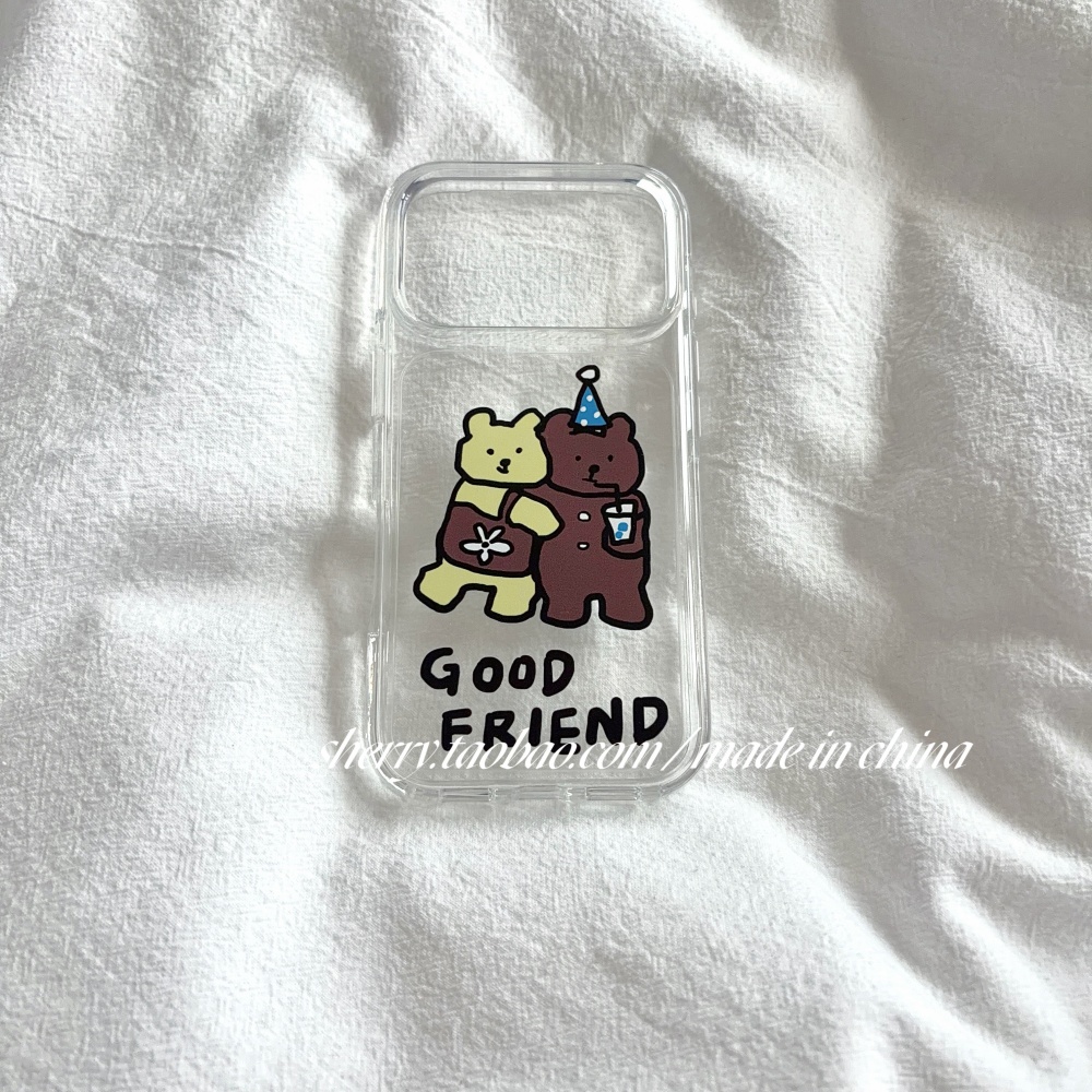 韓国のかわいい黄色と茶色のクマ柄iPhoneケース iPho - Phone Cases Yellow のレビューと価格