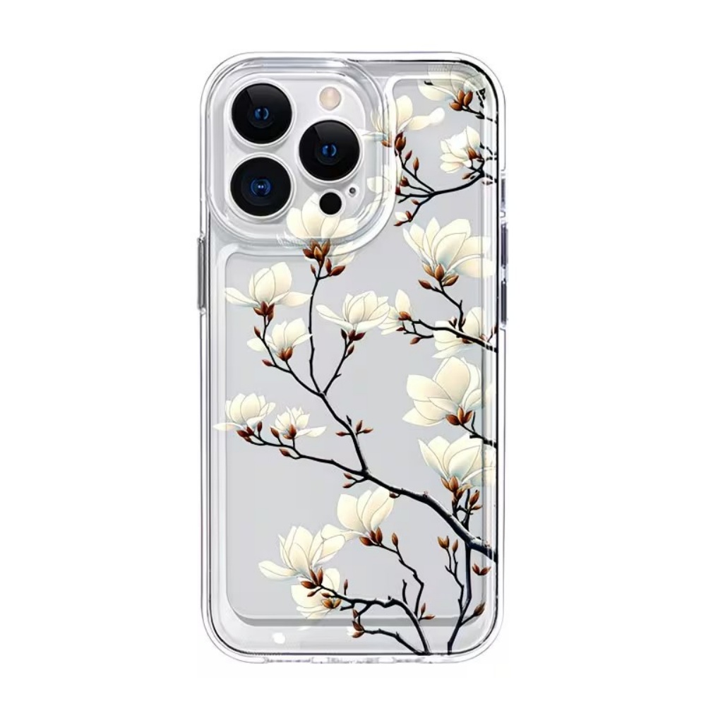 トレンドのマグノリアの花柄クリアTPUヌード感スマホケース  - Phone Cases Trending のレビューと価格