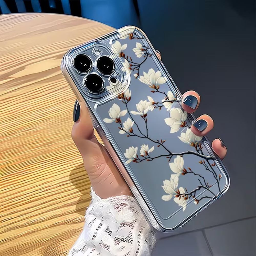 トレンドのマグノリアの花柄クリアTPUヌード感スマホケース  - Phone Cases Trending のレビューと価格