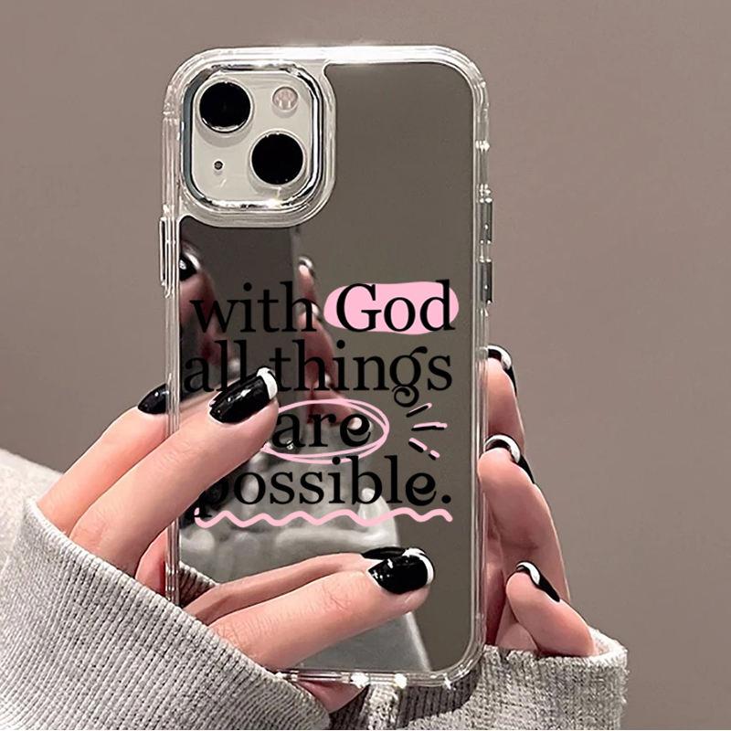 トレンディな名言とカラフルな文字のミラー付きスマホケース i - Phone Cases Trending のレビューと価格