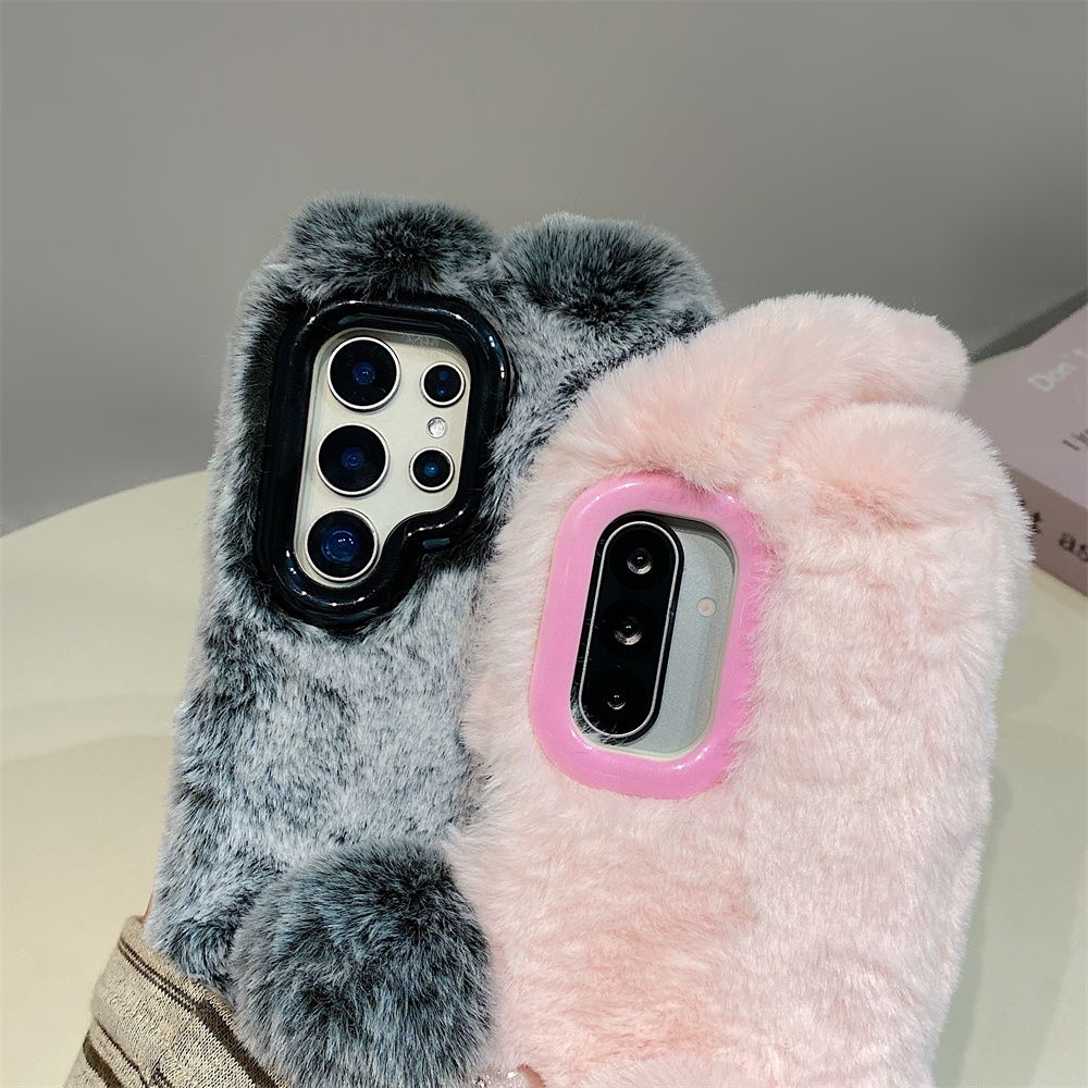 かわいいウサギ耳ふわふわスタンド付きスマホケース Samsu - Phone Cases Samsung Galaxy のレビューと価格
