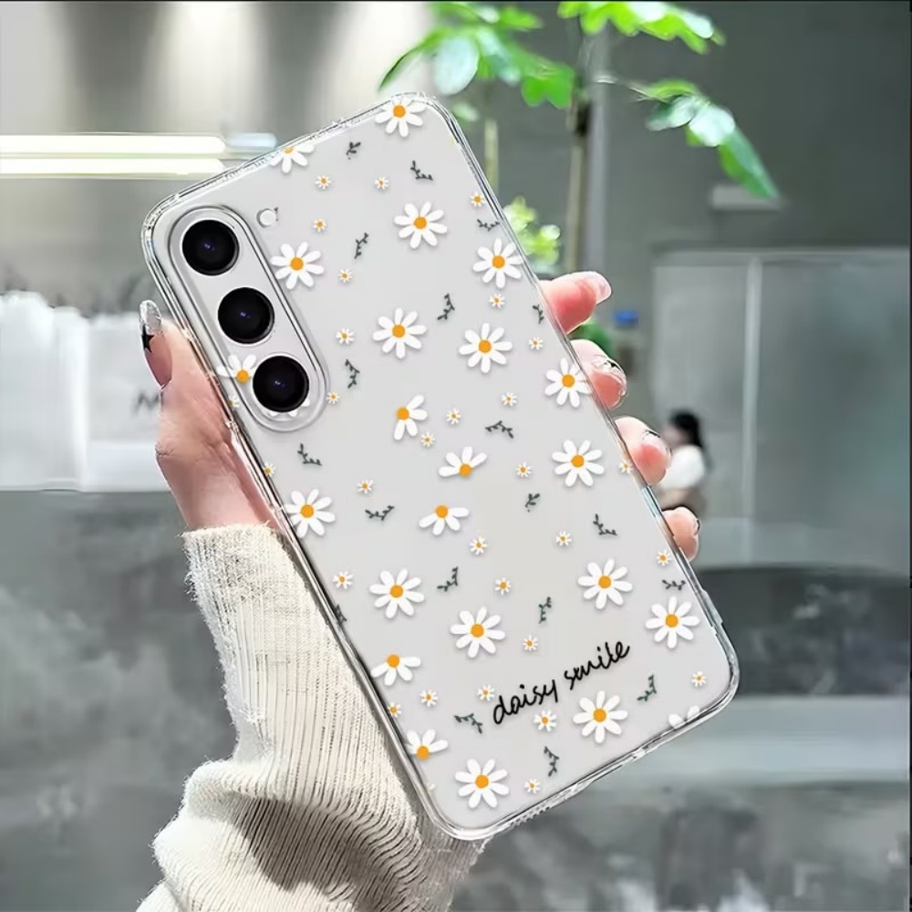 黄色の白いデイジーの花柄スマホケース Samsung Gal - Phone Cases Yellow のレビューと価格