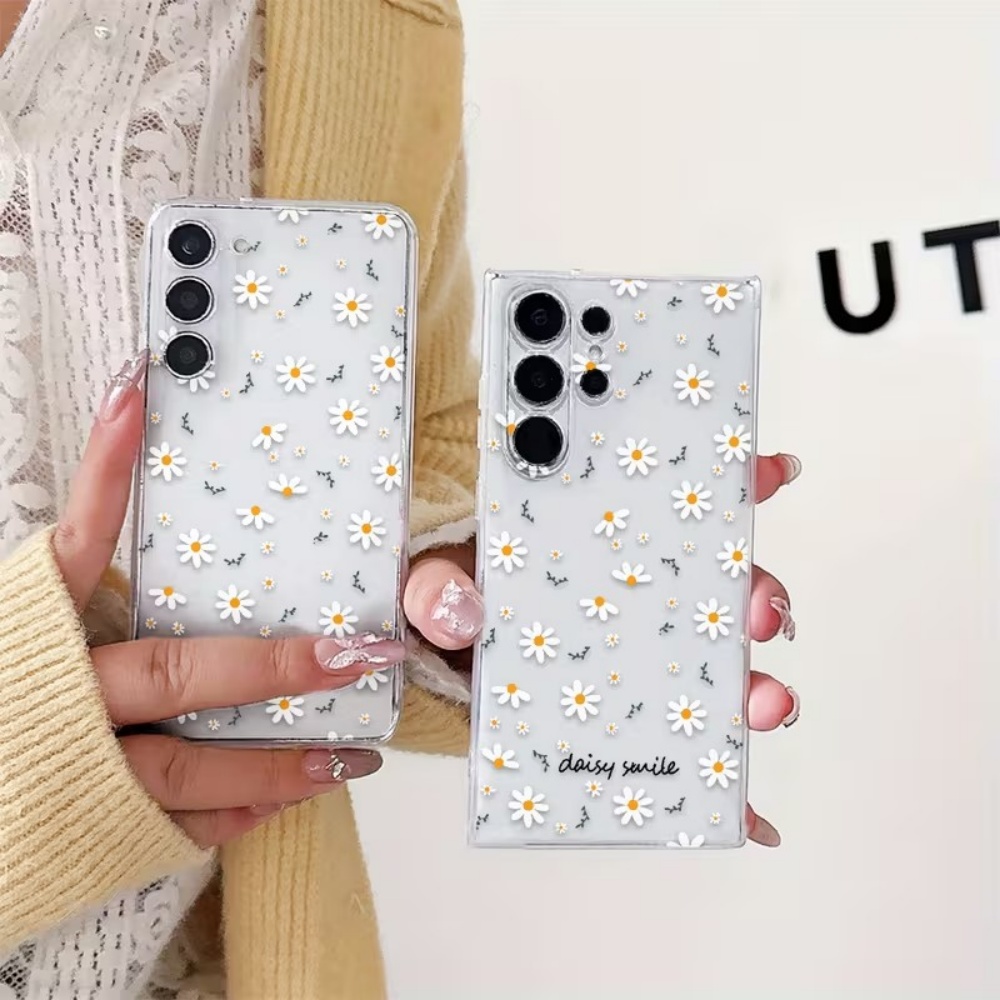 黄色の白いデイジーの花柄スマホケース Samsung Gal - Phone Cases Yellow のレビューと価格