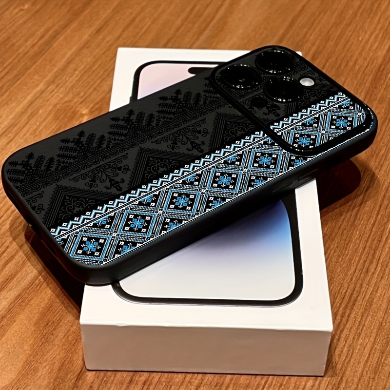 ヴィンテージトーテム柄耐衝撃ブラックウィンドウフォンケース  - Phone Cases Drawing のレビューと価格