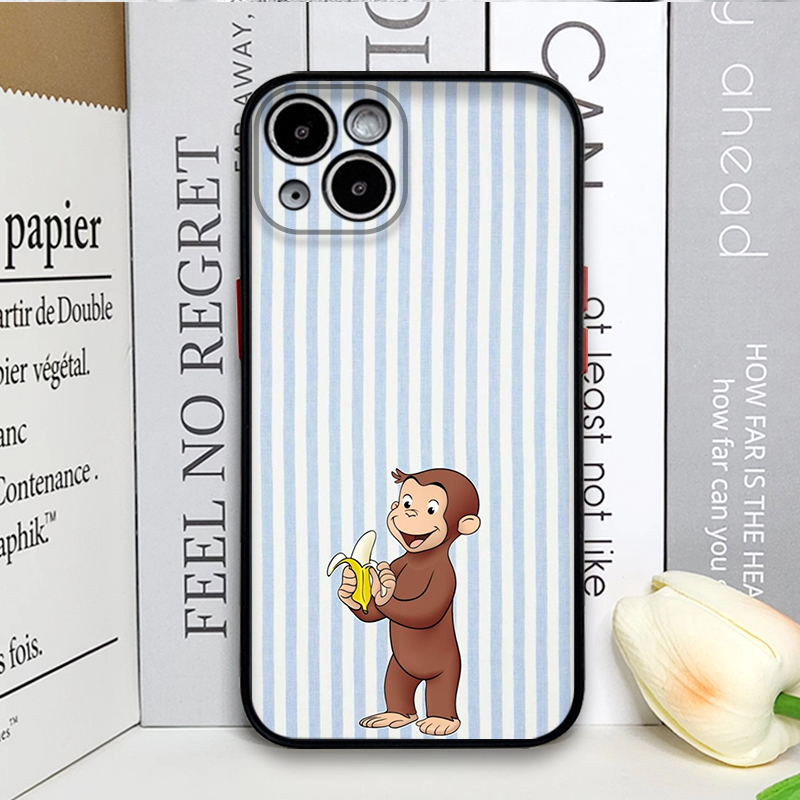 漫画風ストライプ柄の猿が猫を抱くiPhoneケース iPho - Phone Cases Iphone 11 のレビューと価格