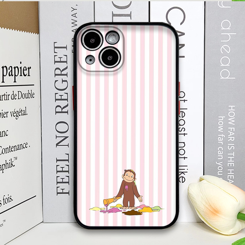 漫画風ストライプ柄の猿が猫を抱くiPhoneケース iPho - Phone Cases Iphone 11 のレビューと価格